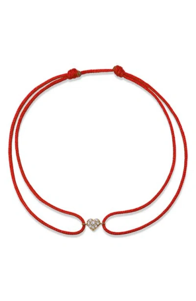 Anzie Jac + Jo Mini Icon Pavé Heart Charm Bracelet In Red