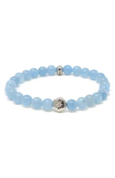Anzie Jac + Jo Soul Aquamarine Beaded Stretch Bracelet In Blue