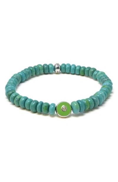 Anzie Jac + Jo Soul Turquoise Beaded Stretch Bracelet In Blue