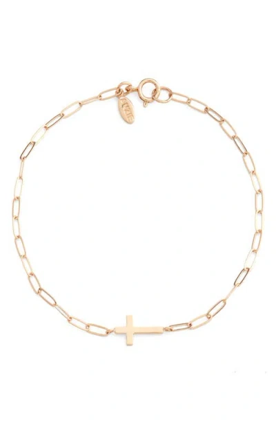 Anzie Love Letter Cross Pendant Bracelet In Gold
