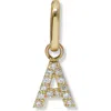 Anzie Love Letter Pavé Diamond Charm In Gold