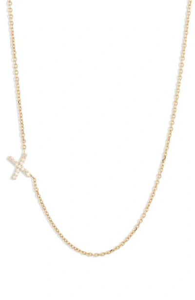 Anzie Love Letter Pavé Diamond Initial Pendant Necklace In Gold