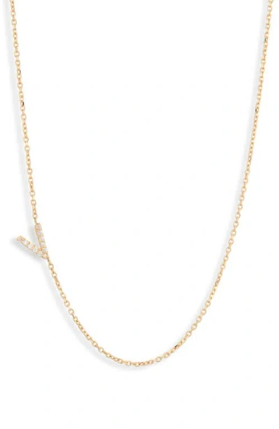 Anzie Love Letter Pavé Diamond Initial Pendant Necklace In Gold