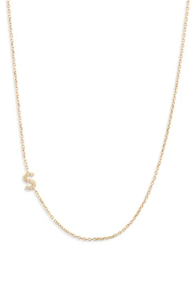 Anzie Love Letter Pavé Diamond Initial Pendant Necklace In Gold