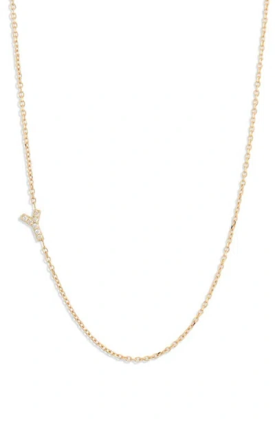 Anzie Love Letter Pavé Diamond Initial Pendant Necklace In Gold