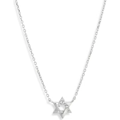 Anzie Love Letter Pavé Diamond Star Of David Necklace In Silver