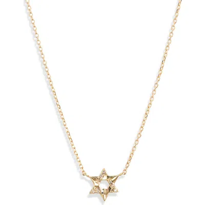 Anzie Love Letter Pavé Diamond Star Of David Necklace In Yellow Gold/diamond