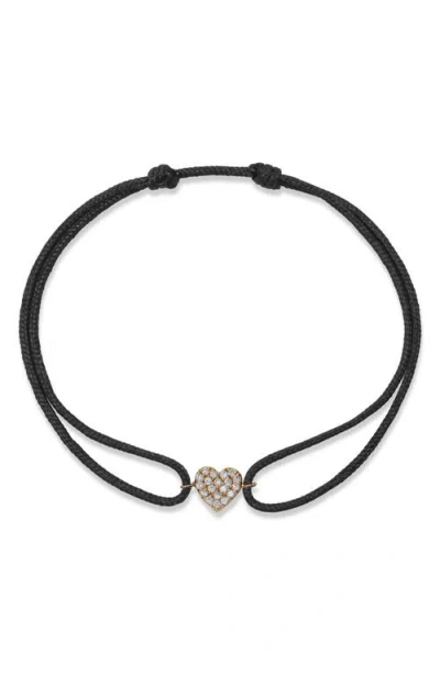 Anzie Love Letter Pavé Heart Bracelet In Metallic