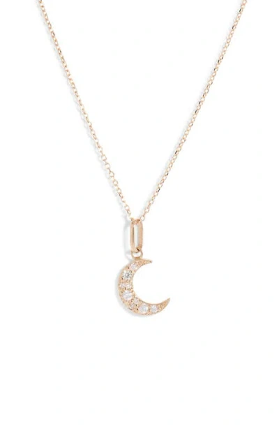 Anzie Luna Diamond Moon Pendant Necklace In Neutral