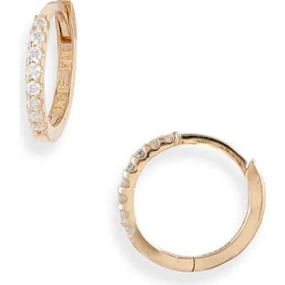 Anzie Mini Classique Diamond Pavé Huggie Hoop Earrings In 0.13 Ctw Gold/diamond