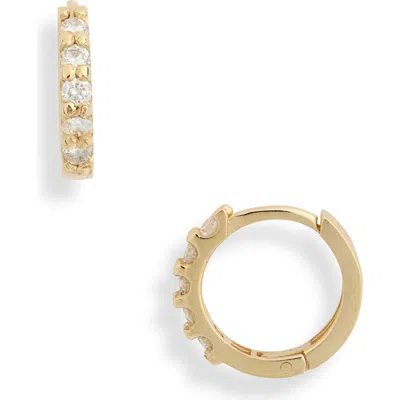 Anzie Mini Classique Diamond Pavé Huggie Hoop Earrings