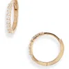 Anzie Mini Classique Diamond Pavé Huggie Hoop Earrings In Gold/diamond