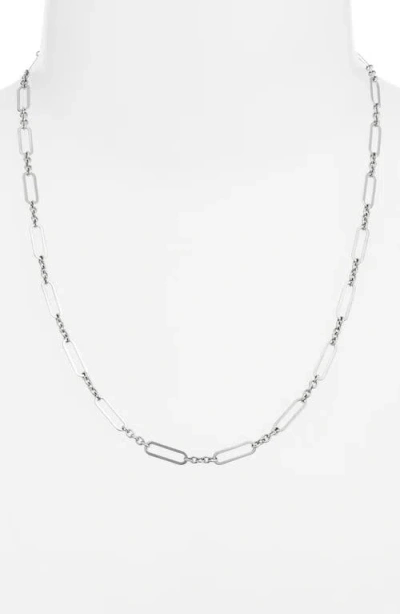 Anzie Mini Paper Clip Chain Necklace In White