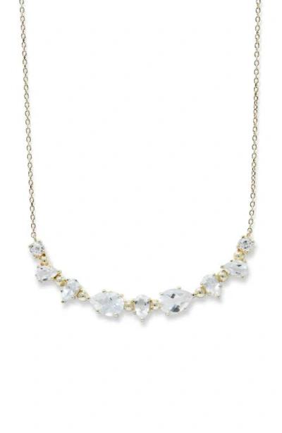 Anzie Mlia Curved Bar Necklace In Clear Topaz
