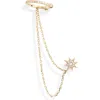 Anzie North Star Stud & Ear Cuff Chain Single Earring In Yellow Gold