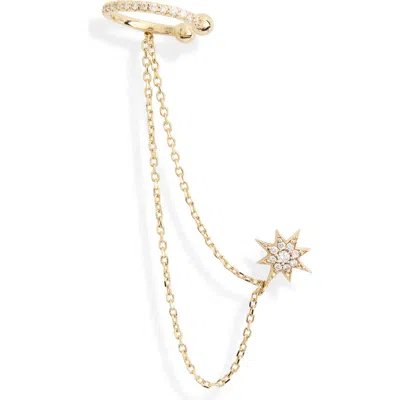 Anzie North Star Stud & Ear Cuff Chain Single Earring In Yellow Gold