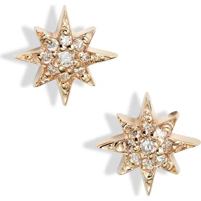 Anzie Women's Aztec North Star 14k Gold & Diamons Stud Earrings