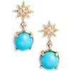 Anzie Star Drop Earrings In Turquoise/aqua