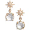 Anzie Women's Aztec North Star 14k Yellow Gold, Clear Topaz & 0.04 Tcw Diamond Drop Earrings In White Topaz