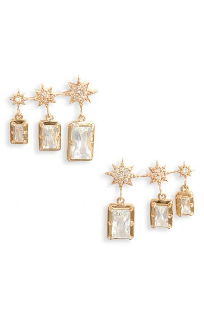 Anzie Women's Aztec 14k Yellow Gold, 0.18 Tcw Diamond & Clear Topaz Ear Crawlers