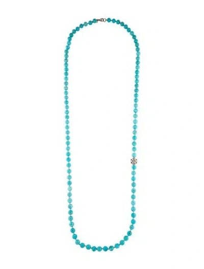 Pre-owned Anzie Turquoise & Crystal Bead Necklace, 39" In Multi