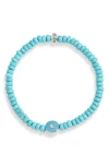 Anzie Turquoise Evil Eye Beaded Stretch Bracelet In Turquoise/ Aqua