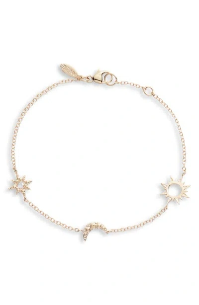 Anzie White Topaz Charm Bracelet In Yellow Gold/white
