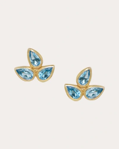 Anzie Women's Bouquet Fleur De Lis Stud Earrings In Blue