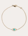 Anzie Women's Classique 14k Yellow Gold, Pavé Diamond & Turquoise Evil Eye Bracelet In Blue