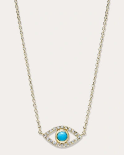 Anzie Women's Classique 14k Yellow Gold, 0.1 Tcw Diamond & Turquoise Pendant Necklace