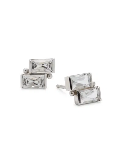 Anzie Women's Cléo Deux Carré Sterling Silver Topaz Stud Earrings In Metallic