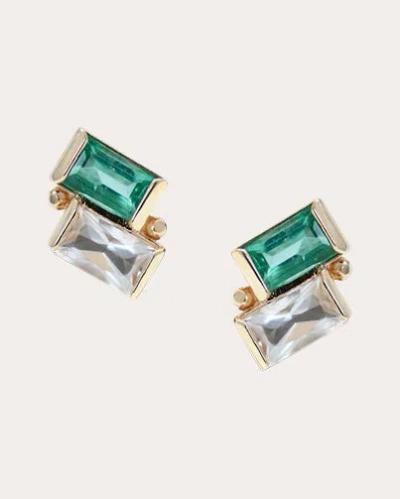 Anzie Women's Cléo Deux Carré Stud Earrings In Green