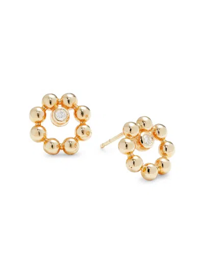 Anzie Women's Dew Drop 14k Yellow Gold & 0.06 Tcw Diamond Marine Circle Stud Earrings