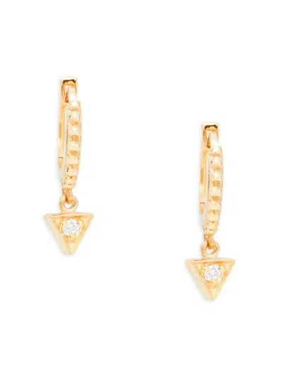 Anzie Women's Dew Drop Cléo 14k Yellow Gold 0.06 Tcw Diamond Huggie Earrings