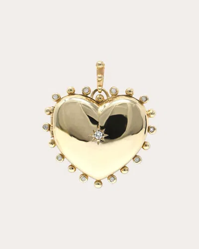 Anzie Women's Diamond & 14k Gold Dew Drop Large Heart Locket