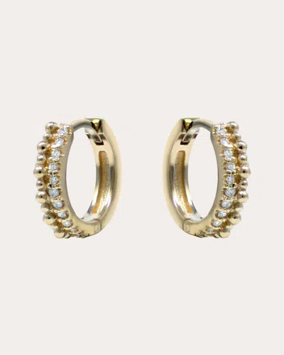 Anzie Women's Diamond Dew Drop Pavé Double Huggie Earrings In Brown