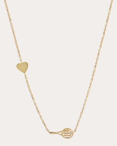 Anzie Women's Diamond Love Letter Kelly Racquet Necklace In Gold