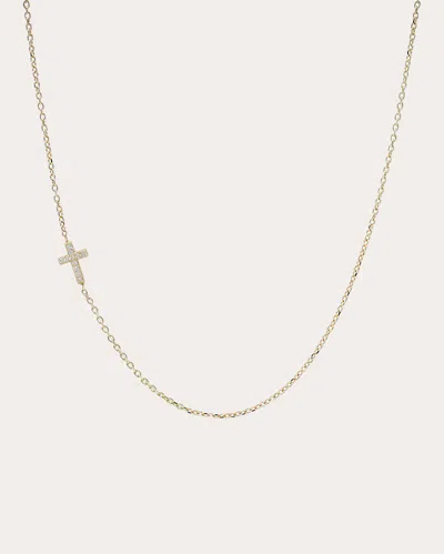 Anzie Women's Diamond Pavé Love Letter Cross Necklace In Gold