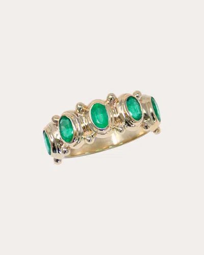 Anzie Women's Emerald Méditerranée Oval Arch Eternity Ring 14k Gold In Brown
