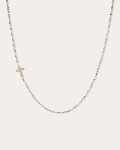 Anzie Women's Love Letter Pavé Cross Necklace In Gold
