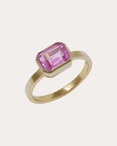 Anzie Women's Pink Sapphire Cléo Emily Baguette Bezel Ring 14k Gold