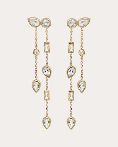 Anzie Women's Topaz Cléo Eliana Double Chain Drop Earrings In Green