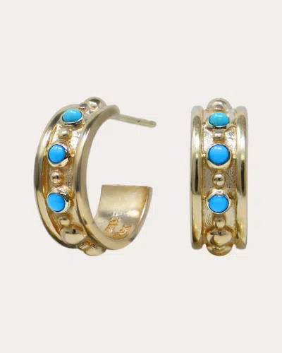 Anzie Women's Turquoise Méditerranée Joanna Wide Hoop Earrings 14k Gold In Burgundy