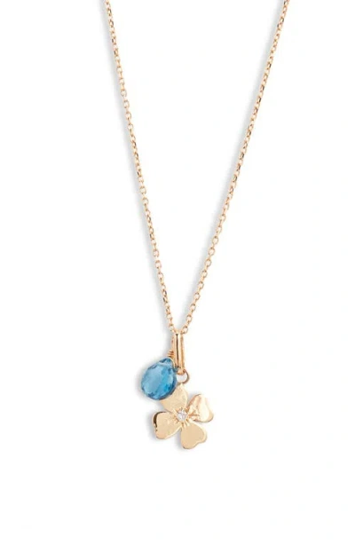 Anzie Women's  X Mel Soldera 14k Yellow Gold, 0.01 Tcw Diamond & London Blue Topaz Pendant Necklace