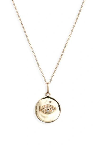 Anzie X Mel Soldera Lash Evil Eye Diamond Pendant Necklace In Yellow Gold