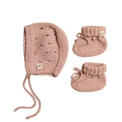 Anzy Home Kids'  Bonnet & Booties Pointelle Set In Pink