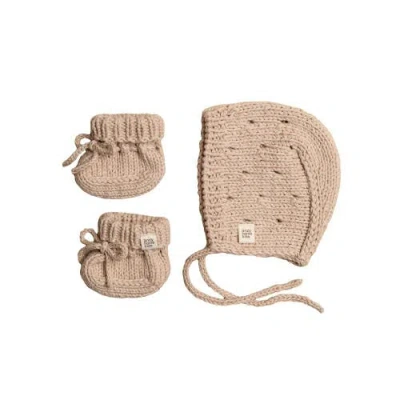 Anzy Home Kids'  Bonnet & Booties Pointelle Set In Nude