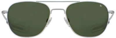 Pre-owned Ao Original Pilot Matte Chrome Frame Green Glass Or Green Nylon Lens Sunglass