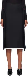 Ao Yes Black Low Waist Knot Straight Midi Skirt In Black