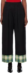 Ao Yes Black Wrinkled Palazzo Trousers In Black